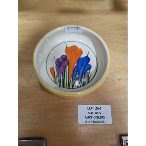 264 - 1 X CLARRICE CLIFF BIZARE CROCUS PATTER 3 INCH DISH