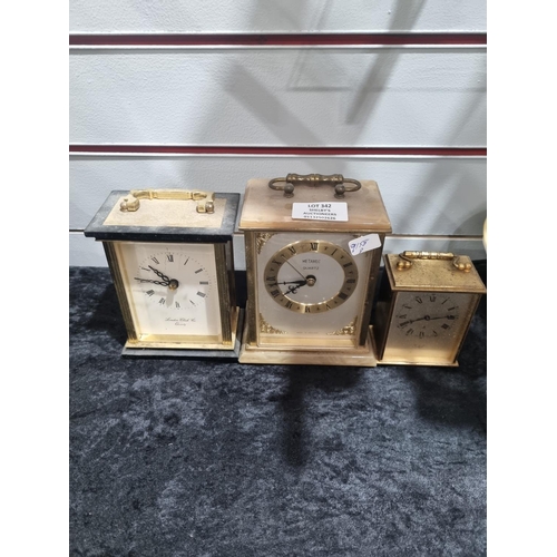 342 - 3 X VARIOS MAKER BRASS MANTLE CLOCKS