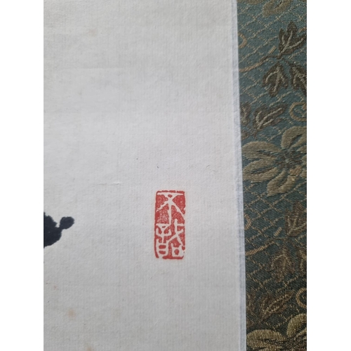 4 - 1 X SILK OVER LAY JAPANESE PAPER PAINTED SCROLL