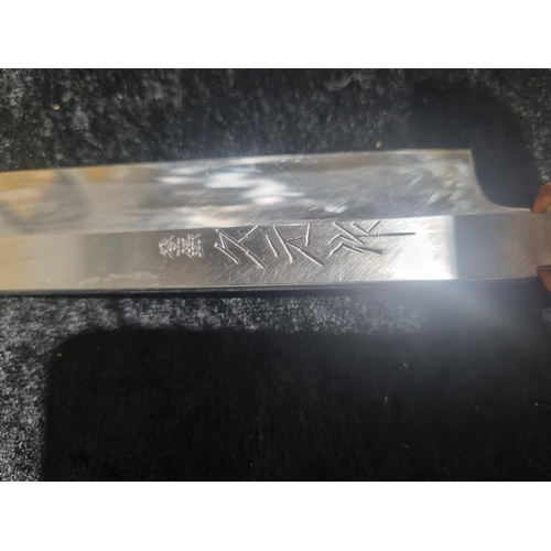 46 - 1 X LARGE JAPANESE SWORD THE BLADE HAS BEEN SNAPPED ON THE TIP UNSURE OF MAKER