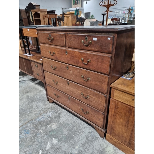 107 - 1 X GEORGIAN OAK SIX DRAWER CHEST OF DRAWERS