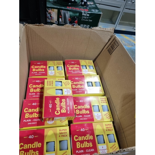 15 - 1 X BOX CONTAINING 63 BOXED SETS OF 40W CANDLE BULBS