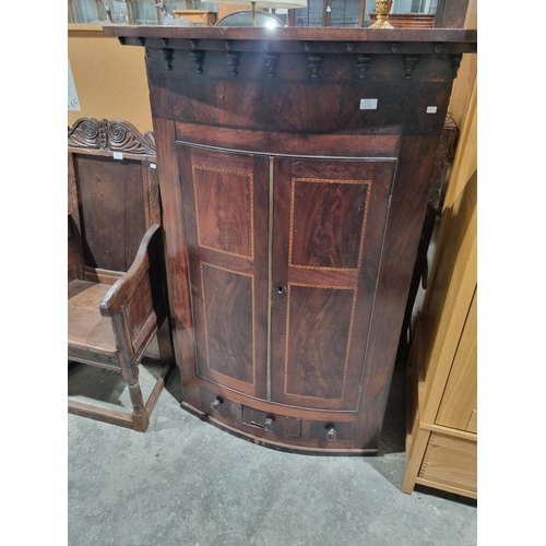 25 - 1 X EDWARDIAN INLAID CORNER CUPBOARD WITH DRAWERS