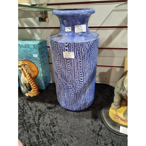 308 - 1 X LARGE BLUE AUSTRIA VASE 18 INCH HIGH