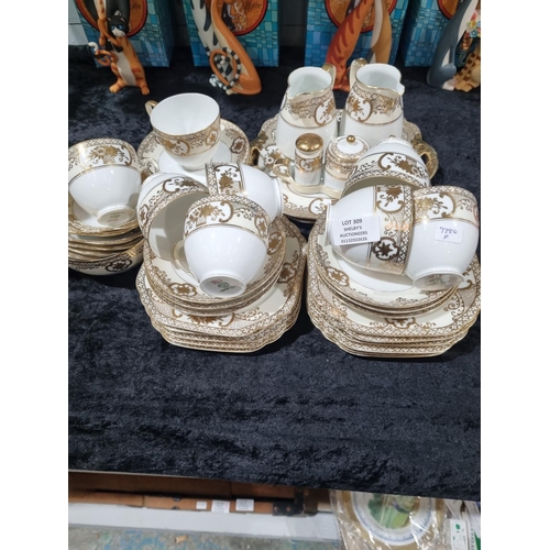 309 - LARGE AMOUNT OF NORITAKE GOLD AND WHITE PATTERN TEA SET ITEMS