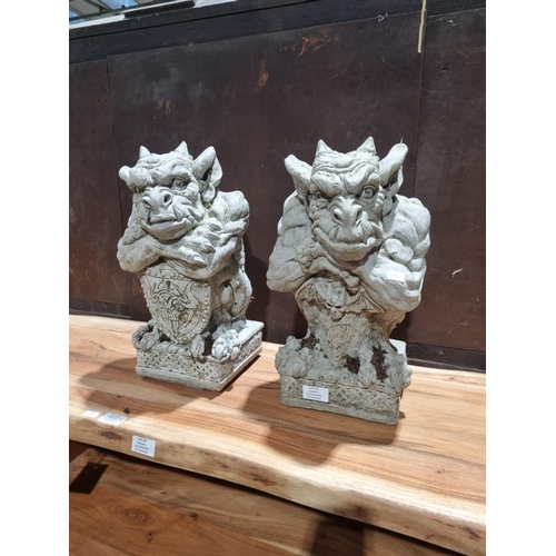 53 - PAIR OF GARDEN GARGOYLE FIGURES