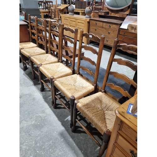 56 - 6 X RUSH SEATED DINING CHAIRS