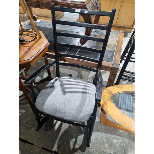 97 - 1 X LADDER BACK PAINTED ROCKING CHAIR