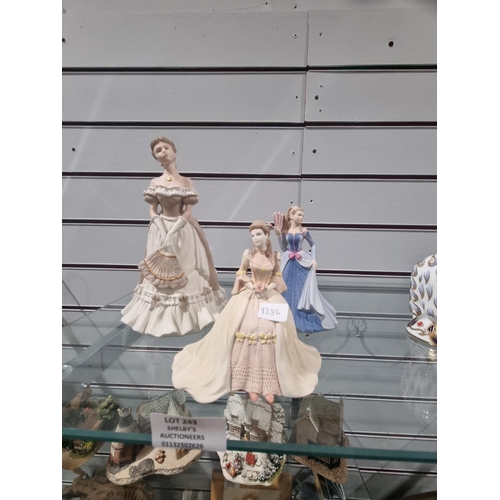 243 - 3 X VARIOUS COALPORT MATT LADY FIGURINES