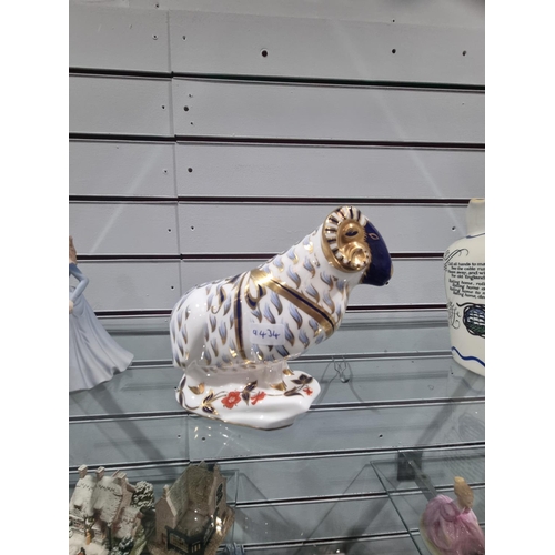 244 - 1 X ROYAL CROWN DERBY RAM FIGURINE WITH GOLD PIN NO BOX