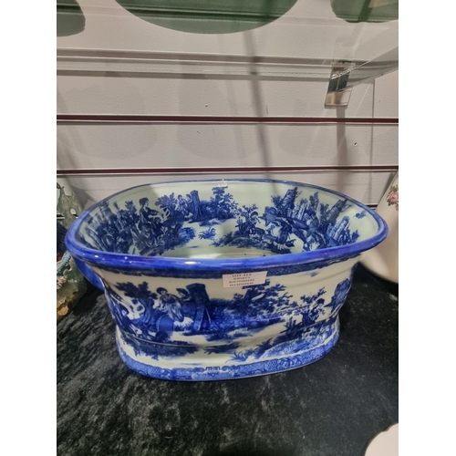 312 - 1 X LARGE BLUE AND WHITE WARE PLANTER