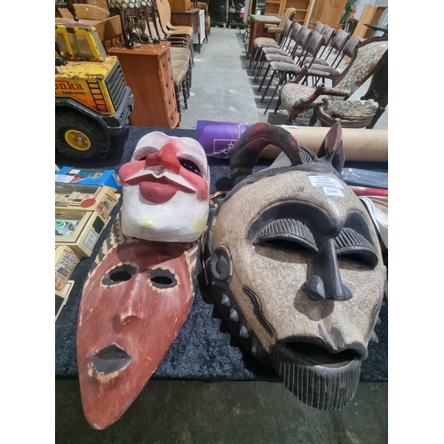 350 - 3 X VARIOUS WOODEN WALL MASKS