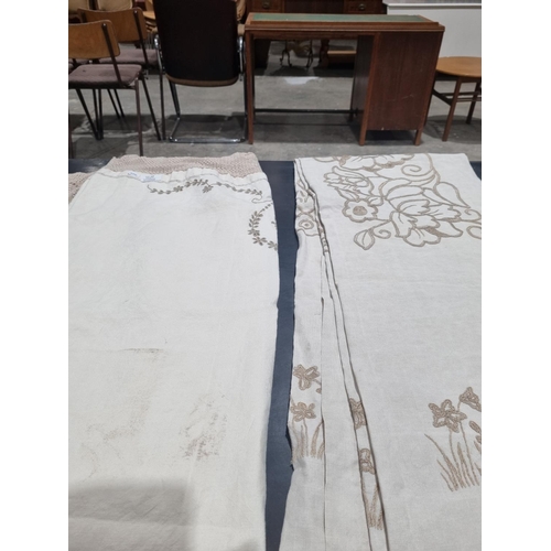 368 - 1 X LARGE EMBROIDERY TABLE WITH TABLE RUNNER