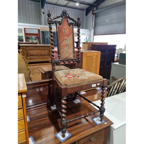 37 - 1 X VICTORIAN MAHOGANY BARLEY TWIST  BEDROOM CHAIR