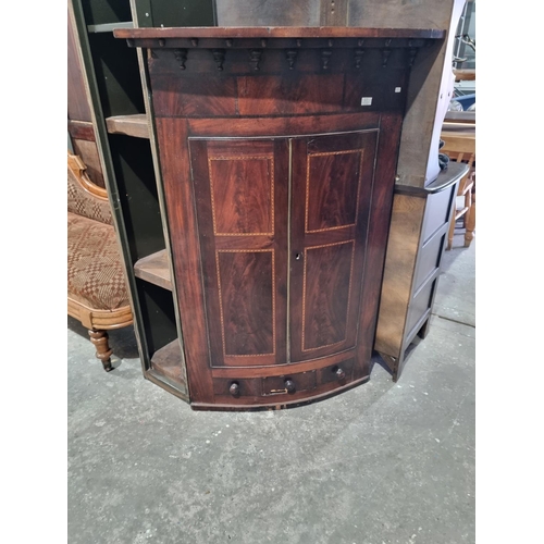 41 - 1 X EDWARDIAN INLAID CORNER CUPBOARD WITH DRAWERS