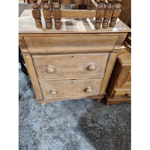 64 - 1 X VICTORIAN PINE 3 DRAWER CHEST OF DRAWERS