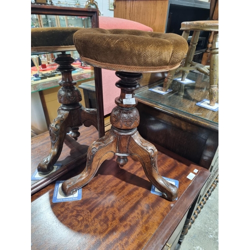 79 - 1 X MAHOGANY WIND UP PIANO STOOL