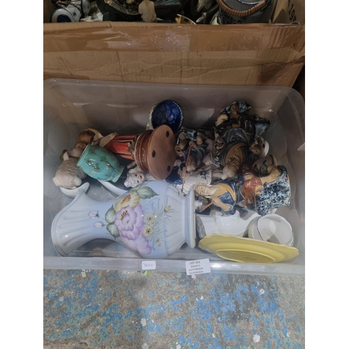 352 - 1 X BOX CONTAINING POTTERY WARE ITEMS