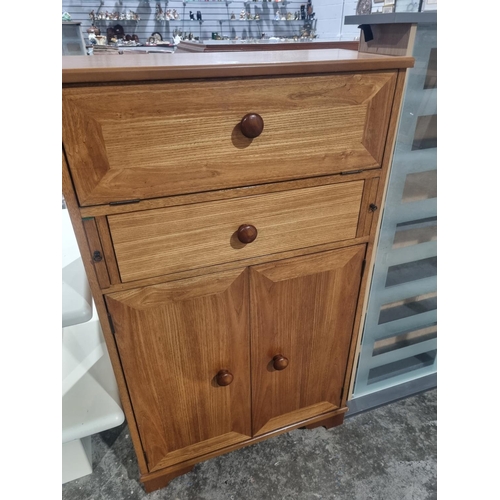 66 - 1 X OAK SLIM LINE BUREAU CABINET