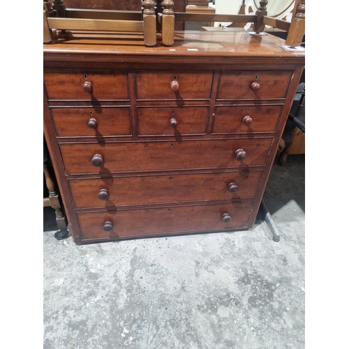 9 - 1 X VICTORIAN 6 DRAWER MAHOGANY CHEST OF DRAWERS