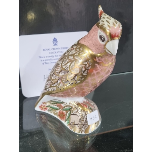 231 - 1X ROYAL CROWN DERBY COCKATOO GOLD PIN WITH CERT NO BOX  2004