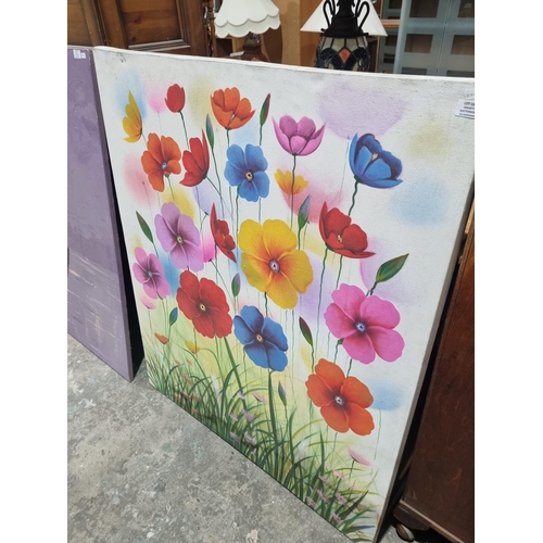 136 - 1 X OIL PAINTING ON CANVAS OF POPPIES