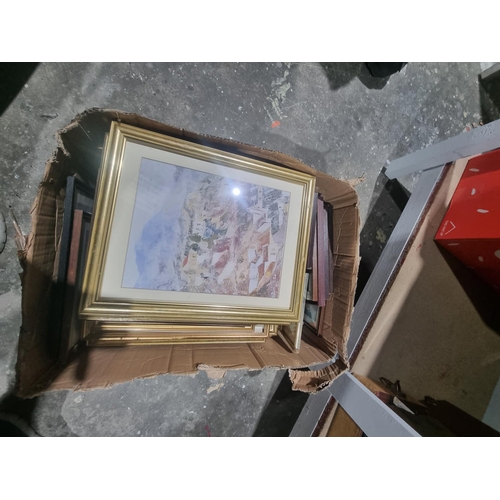 295 - 1 X BOX CONTAINING VARIOUS FRAMED PRINTS