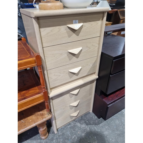 63 - 1 X PAIR OF BEECH 3 DRAWER BEDSIDE CABINETS