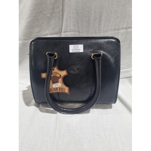 389 - 1 X TORO PREGIATO ITALIANO BLACK LEATHER LADIES HANDBAG RRP 99