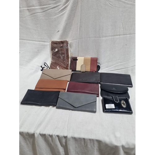 385 - 10 X VARIOUS LEATHER PURSES WITH KANGOL PURSE ALL NEW