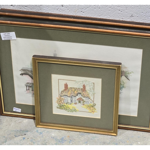 243 - 4 X VARIOUS FRAMED EMBROIDERYS