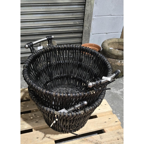 48 - 2 X WICKER AND METAL LOG BASKETS FACTORY RETURNS