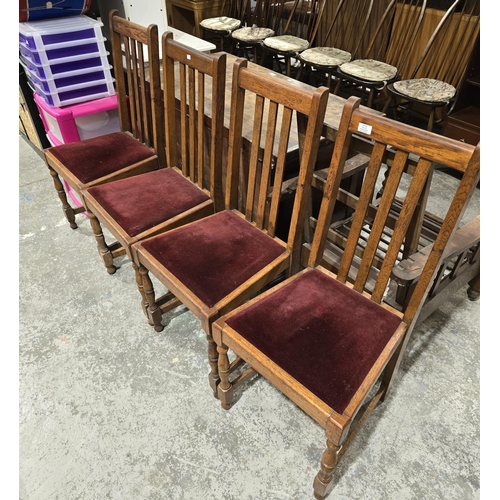 54 - SET OF 4 OAK EDWARDIAN DINING CHAIRS