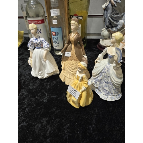 294 - 4 X VARIOUS ROYAL WORCESTER LADY FIGURNES MORNING WALK AND LITTLE GRANDMOTHER AUTUMN SONG AND INVITA... 