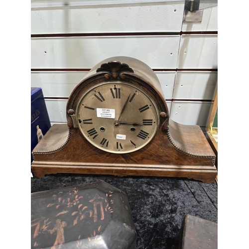 301 - 1 X 1950S VINTAGE MAHOGANY CASED MANTLE CLOCK NEEDS RESTORATION