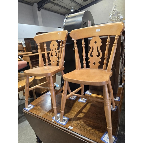 62 - 1 X PAIR OF BEECH FARMHOUSE CHAIRS