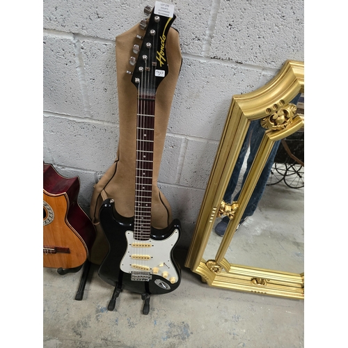 270 - 1 X HONDO BLACK AND WHITE ELECTRIC GUITAR