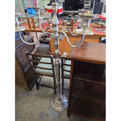 53 - 1 X LARGE HEAVY METAL FLOOR STANDIING CANDLEABRA HEIGHT 5FT