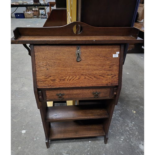 27 - 1920S OAK BUREAU 2 SHELF