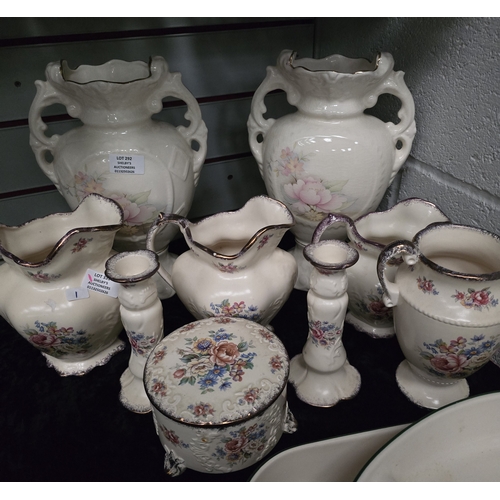 292 - 7 X VARIOUS PIECES OF OLD COURT WARE POTTERY WITH 2 X LARGE VASES