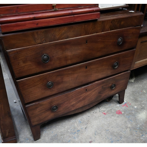 44 - 1 X GEORGIAN MAHOGANY  3 DRAWER CHEST OF DRAWERS