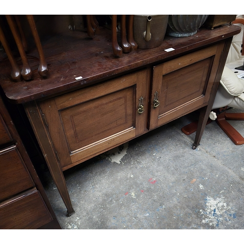 46 - 1 X EDWARDIAN INLAID MAHOGANY WASH STAND NO BACK TILES