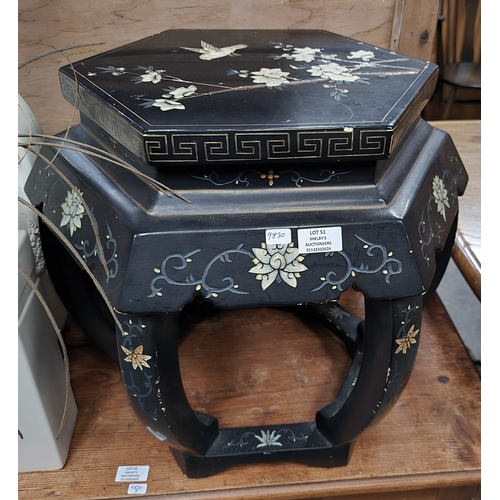 51 - 1 X ORIENTAL PAINTED SIDE TABLE