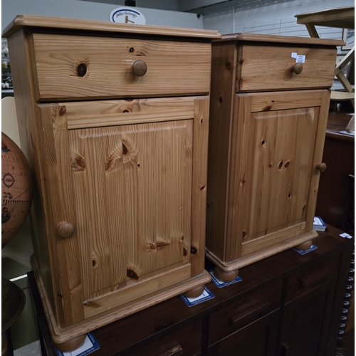 63 - 1 X PAIR OF PINE BEDSIDE CABINETS