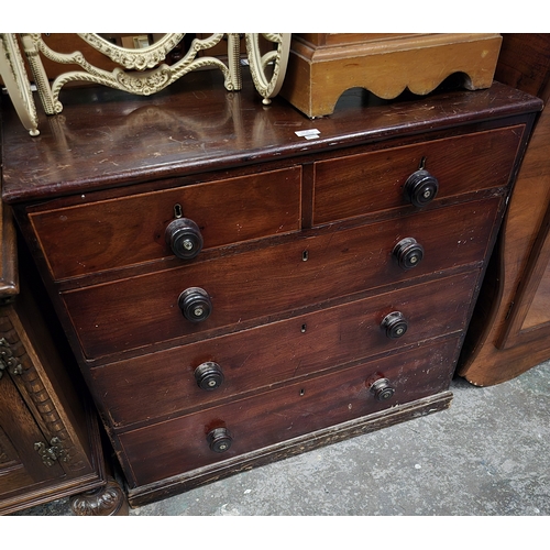 89 - 1 X VICTORIAN 2 OVER 3 MAHOGANY CHEST OF DRAWERS