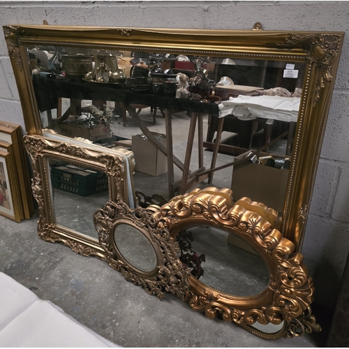 95 - 1 X LARGE WALL MIRROR WITH  4 SMALLER MIRRORS SIZE 53 INCH