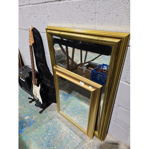 121 - 2 X VARIOUS SIZE GUILT FRAMED WALL MIRRORS