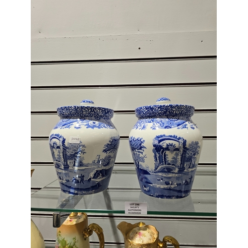 296 - PAIR OF SPODE BLUE AND WHITE WARE GINGER JARS