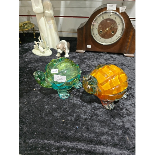 343 - 2 X 1960S GLASS TURTLES