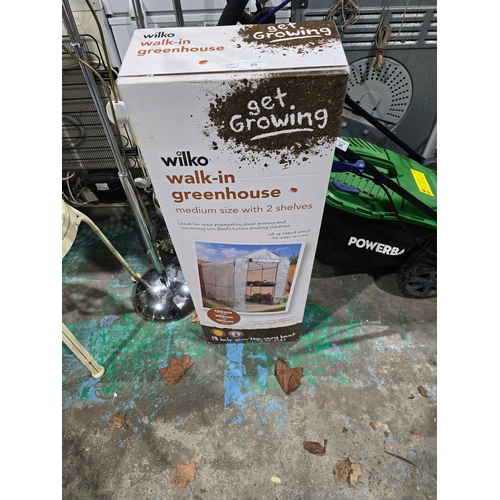 25 - 1 X MEDIUM SIZE WILKO WALK IN GREEN HOUSE WITH BOX